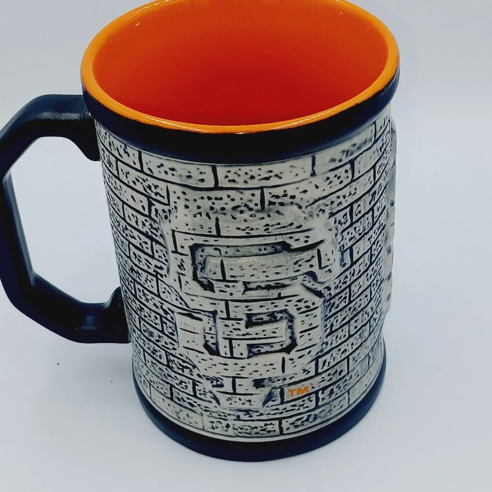 San Francisco Giants Raised SF Logo Ceramic Coffee Mug Gray Brick Design MLB